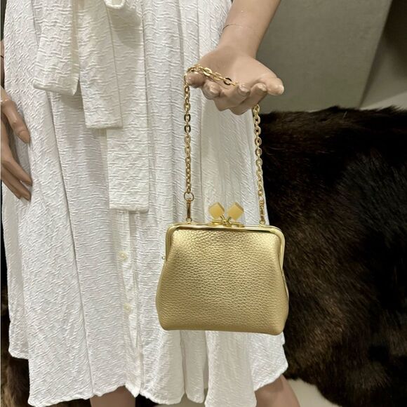 Handmade Genuine Premium Pebble Leather Candy Kisslock Clutch & 2 Chain Styles - Picture 3 of 15